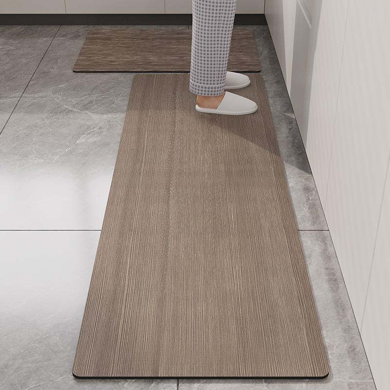 Kitchen Carpet Waterproof Non-Slip Pvc Floor Mat Imitation Wood Grain Wash-Free Leather Rug Long Size Home Decoration Foot Mats