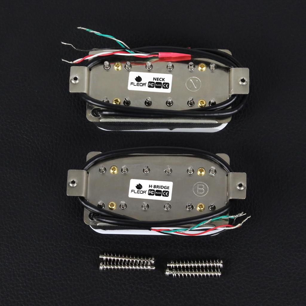 FLEOR Neck+Bridge Pickup Set Double Coil Humbucker Pickups for Electric Guitar Pickup Replacement-White