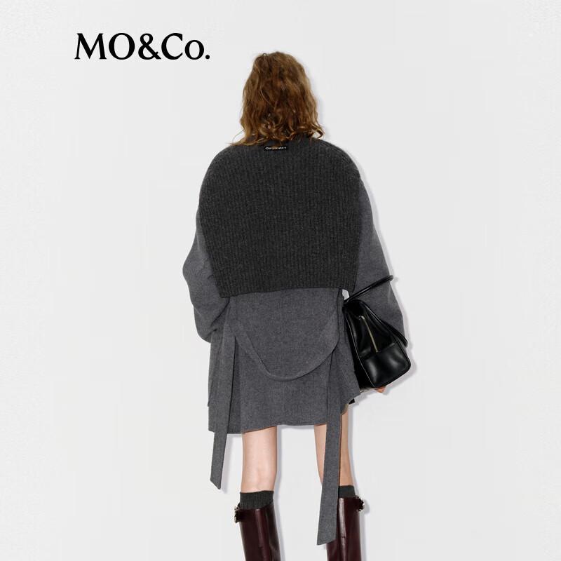 MO&Co. C+ Series Wool Blend Coat with Detachable Shawl Belt