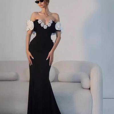Nieuwe Avondjurk Elegant Mode Off-Shoulder V-Hals Bandage Jurk Sexy Feest Fishtail Jurk Buiten