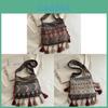 Ethnic Style Fringe Single Shoulder Bag With Zipper Closure For Daily Use