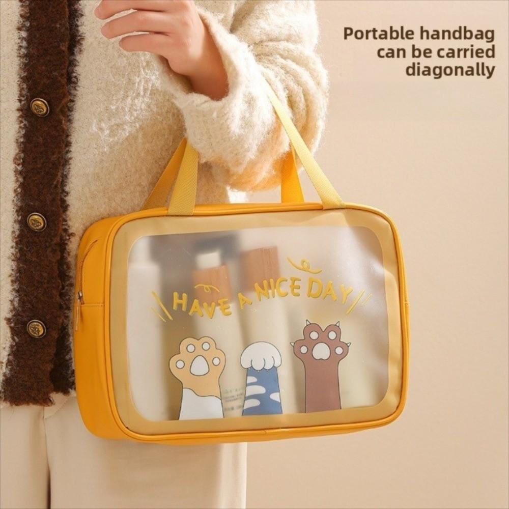 PVC Cartoon Cosmetic Bag Translucent Large Capacity Toiletry Storage Bag Waterproof Swimming Beach Bag Travel Makeup Bag