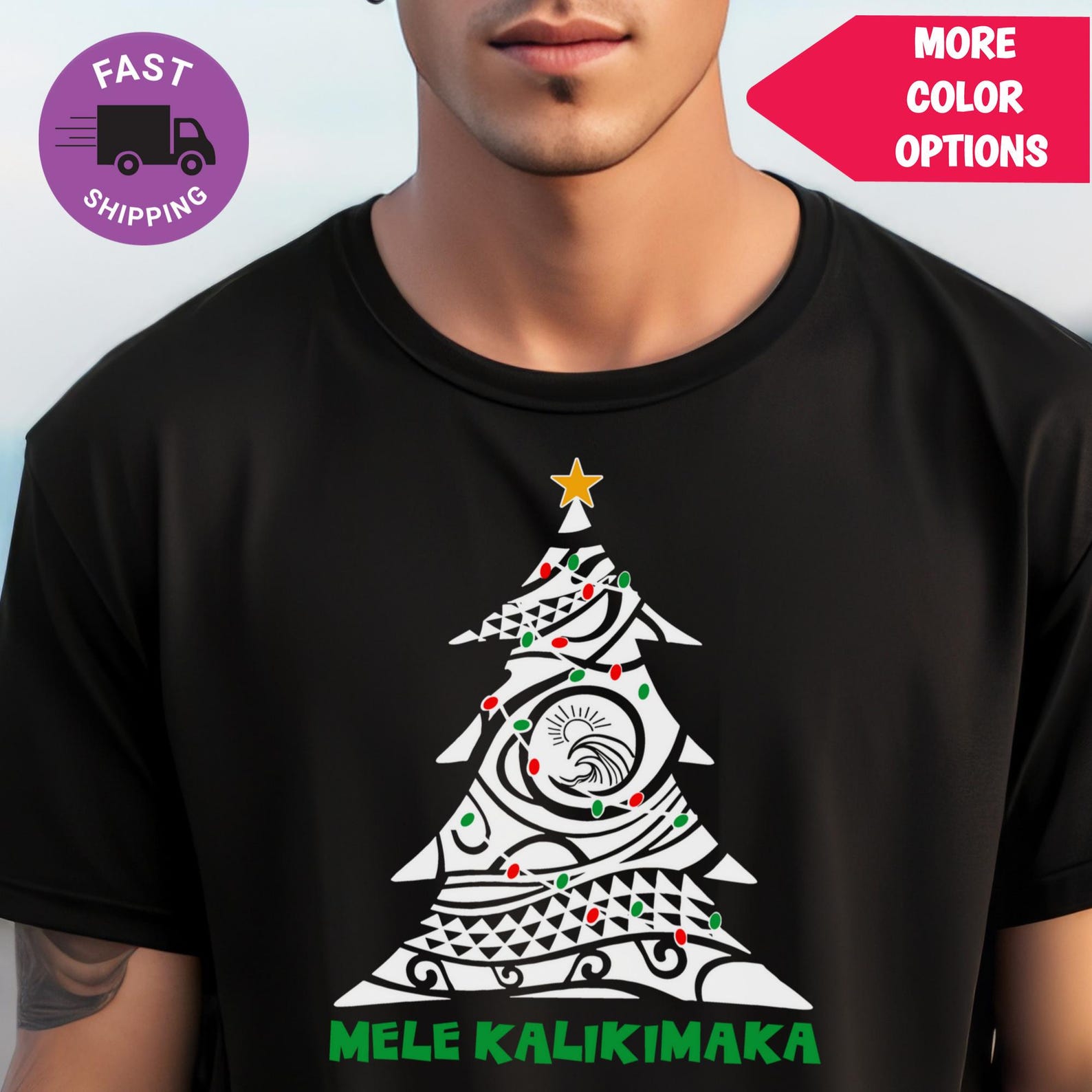 Hawaiian Christmas T shirt - Polynesian Mele Kalikimaka Tree Design - Festive Holiday Tee with Aloha Spirit - Perfect Xmas Gift! XL