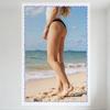 Sexy Blonde Woman On Tropical Beach Sand Ocean Horizon Vintage Tin Sign Metal Poster for Home Bar Wall Decor 8x12 Inch