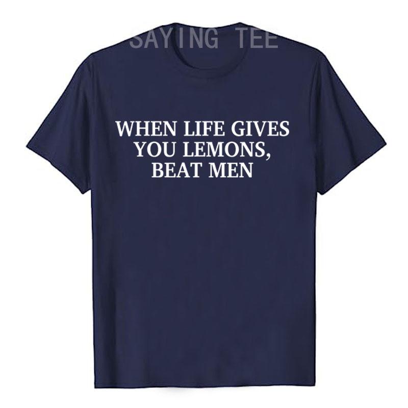 Wenn das Leben dir Zitronen gibt, schlage Männer Witzig Sarkasmus Witze T-Shirt Buchstaben Gedruckt Y2k Sarkastischer Spruch T-Shirt Mode Neuheit Geschenke