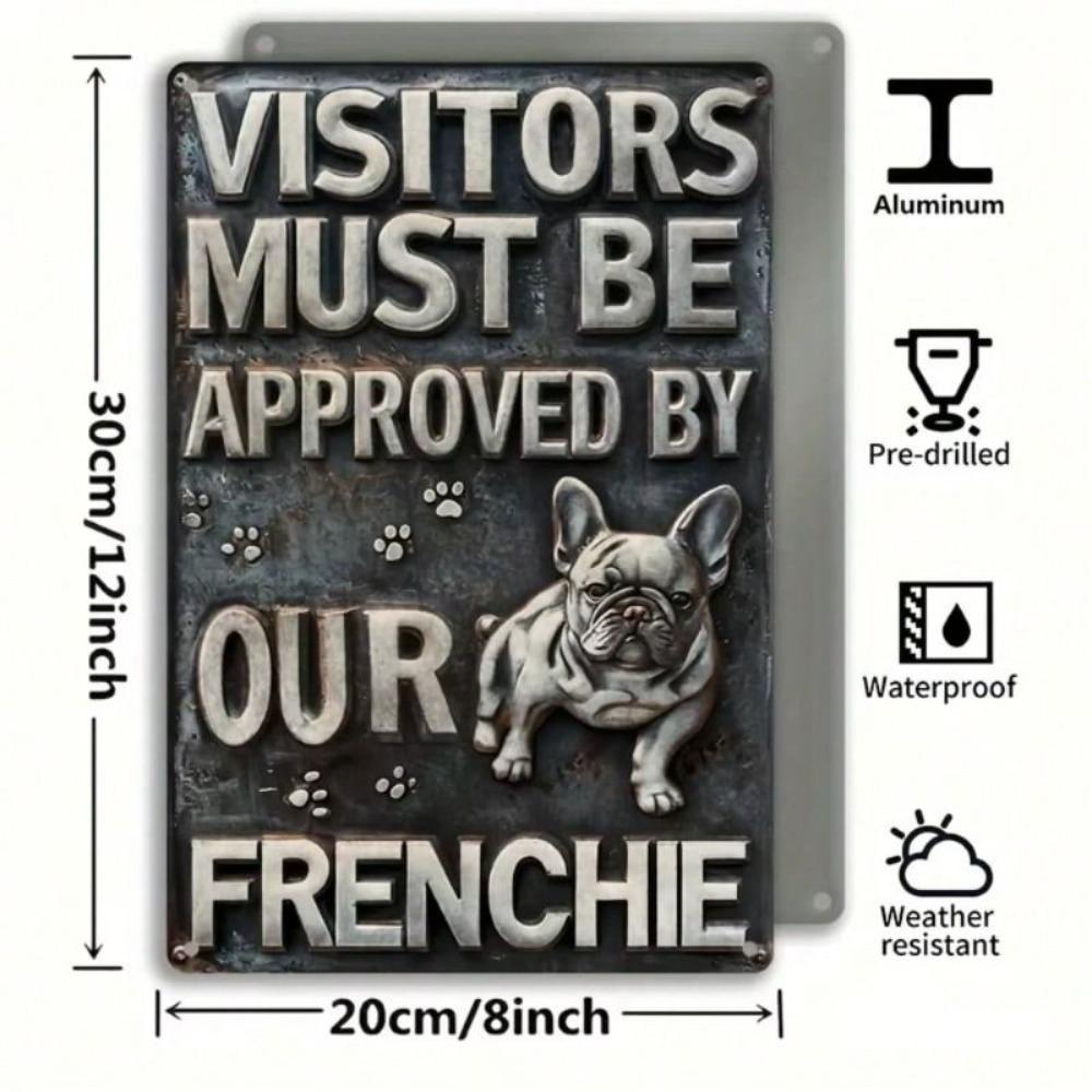 Vintage French Bulldog Metal Poster, Funny Wall Art for Home Bar