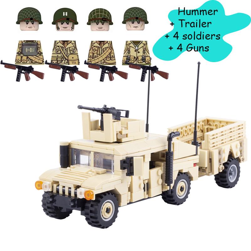 MOC Military Vehicles Building Bricks Hummers US Army Assault Car Blocks SpeciaI Police SWAT Team Soldier Tanks Model Gift Toys