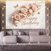 2D Happy Birthday Floral Backdrop Butterfly Party Background