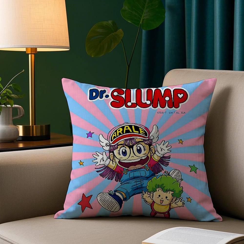Cartoon Dr S-Slump Arale Pillow Case Short Plush Print Cushion Cover Square Throw Pillow Covers Sofa Home Decor