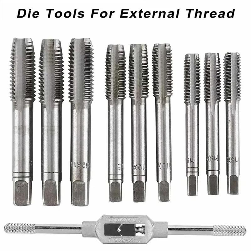 HHO-Taper Plug M3 M4 M5 M6 M8 M10 M12 32Pcs/Set Metric Tap Die Set M3-M12 Thread Wrench Nut Bolt Screw Repair Tools Kit