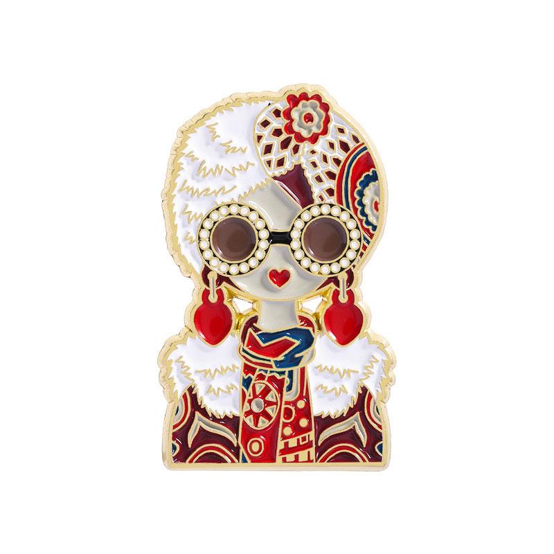 1Pc Traditional Clothing Russian Girl Brooch Versatile Zinc Alloy Retro Backpack Pin Russian-style Metal Brooch
