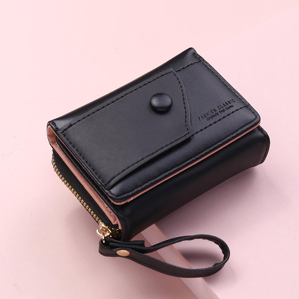Women'S Wallet New Short Women'S Zipper Wallet Zero Wallet Female Student Pu Wallet Handbag