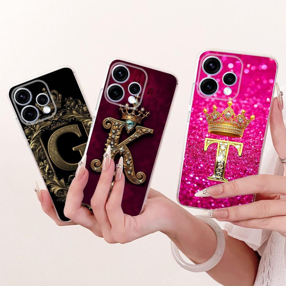Clear Case For Oppo Reno15 5G Cover Luxury A-Z Letters Fashion Boys Girls Cool Crown Soft Casing For Oppo Reno15 CPH2825