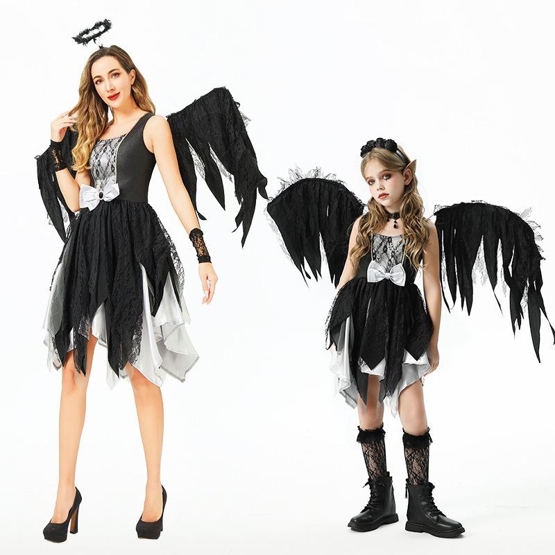 Halloween Children's Costume Black Angel Wings Dress Children's Costume Carnival Funny Animal Party Dress
