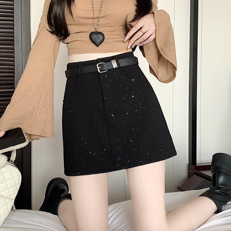 2025 Frühling/Sommer Damen High Waist Grau A-Linien Anzugrock mit schlankmachenden Sicherheits-Shorts