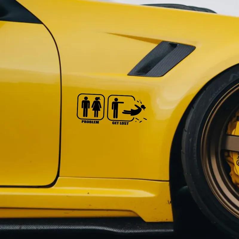 Car Stickers Man Woman Relationship Problem Get Lost Funny Vinyl Decal For Auto SUV Truck Window Bumper Waterproof Accessories