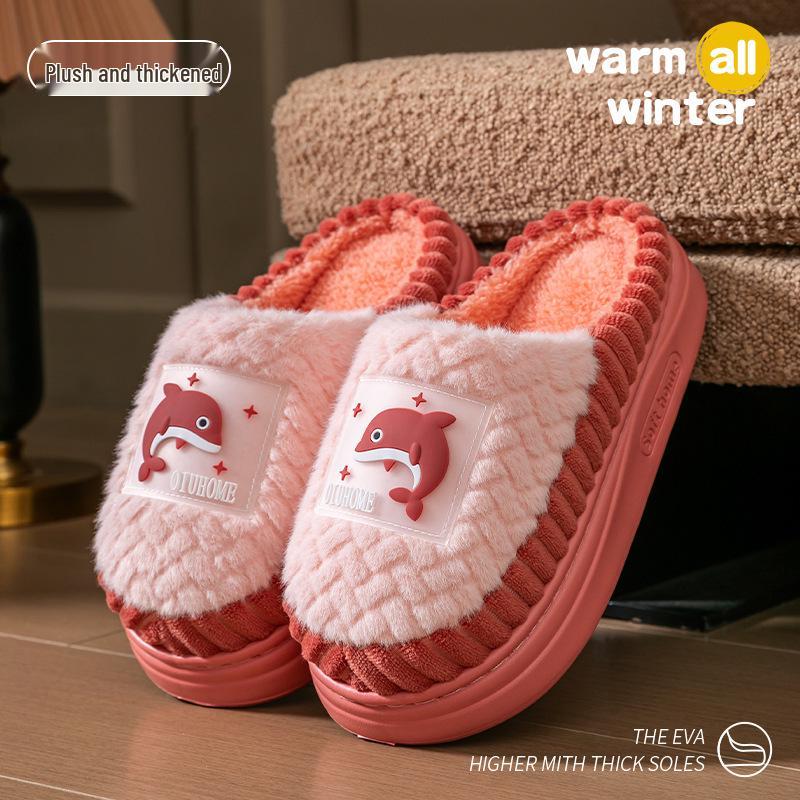 Pantoufles d'intérieur chaudes et antidérapantes en coton pour hommes et femmes, Design épais et duveteux d'hiver