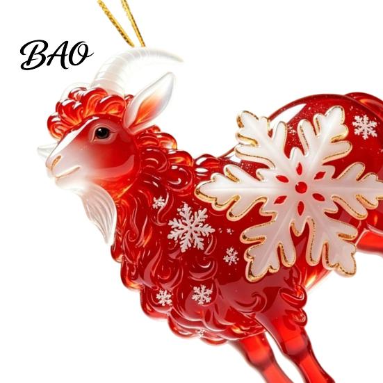 2D Acrylic Pendants Christmas Sheep Hanging Ornament with Snowflake Decor, Flat Pendant Ornaments Rope for Holiday Tree Party Supplies Festive