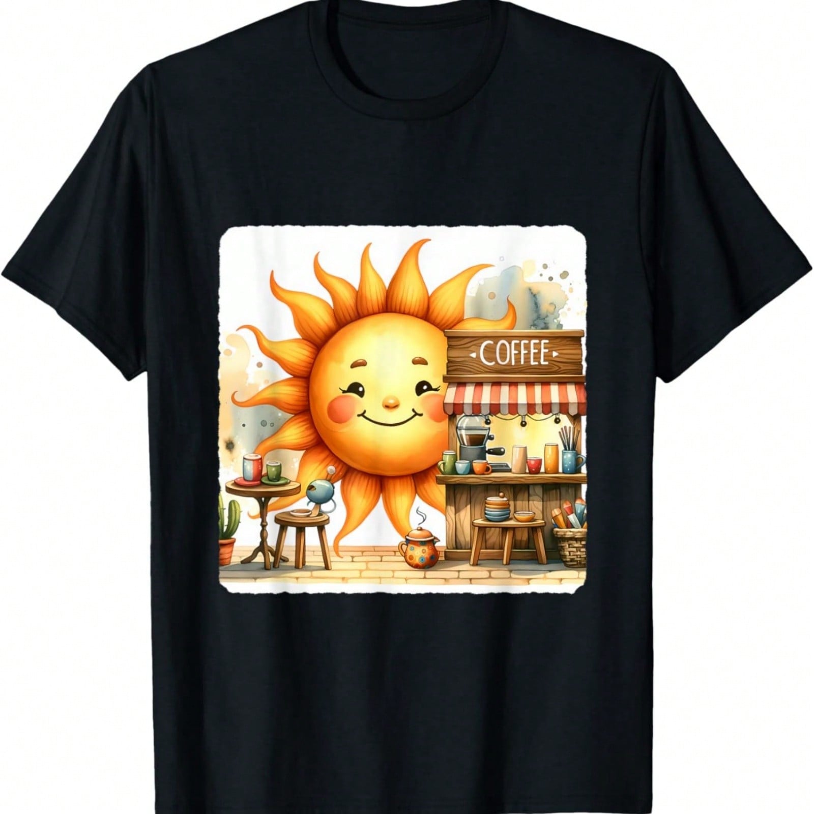 Summer Sunset Beach Palm Tree Ocean Waves Graphic Design T-Shirt S