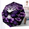 1pc Butterfly Flowers Umbrella with 8 Iron Ribs and a Plastic Handle, Automatic Opening and Closing, and Daily Use.1016