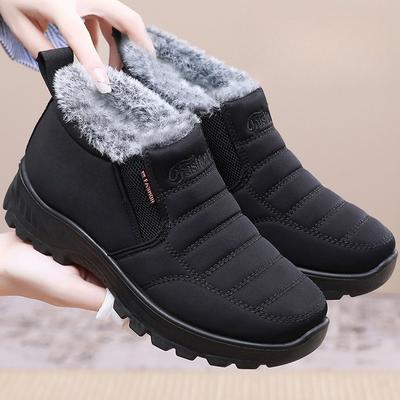 Winter Plüsch und Dicke Mid-Top Schneestiefel Leicht und Warm für Mittelalte und Ältere Mütter Baumwollschuhe für Damen