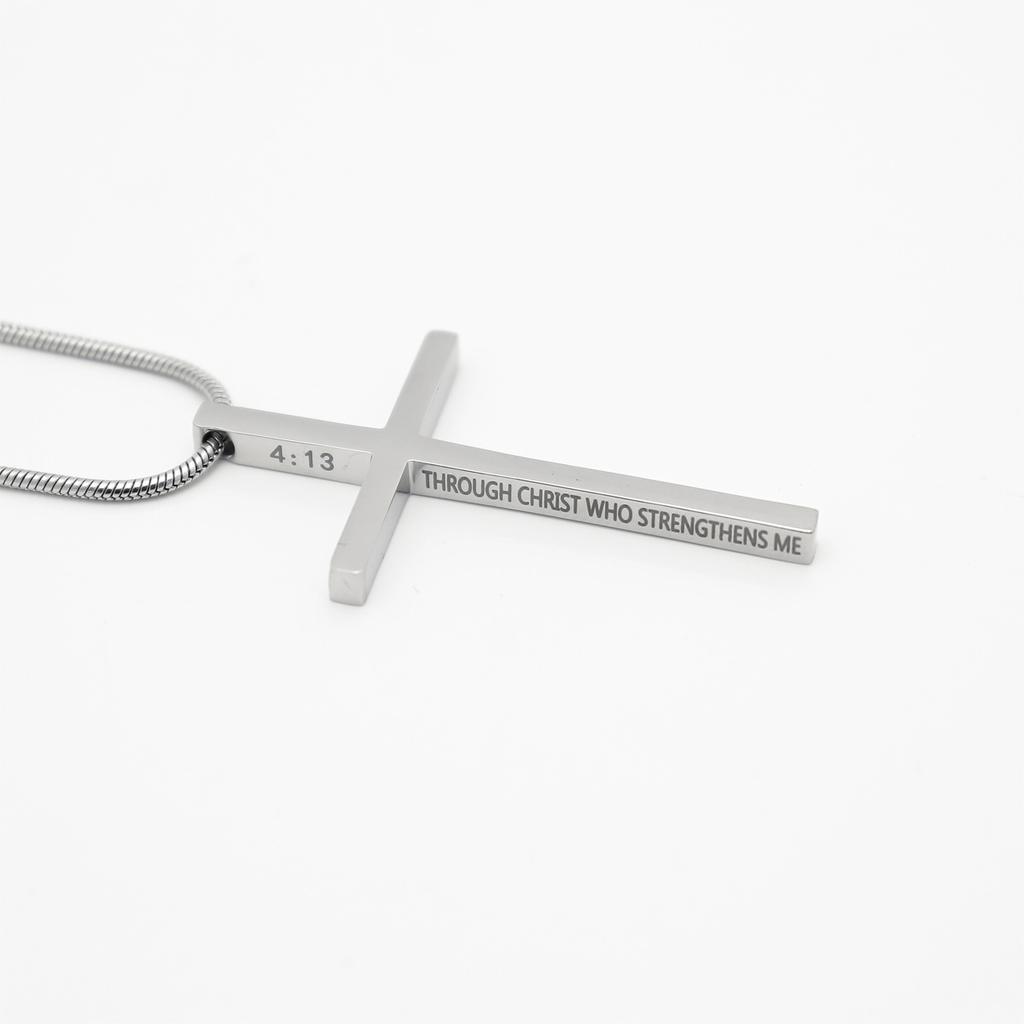 Titanium Steel Lettering Cross Necklace Men'S Titanium Steel Gold-Plated Jewelry Couple Student Pendant Trendy Men'S Necklace Pendant