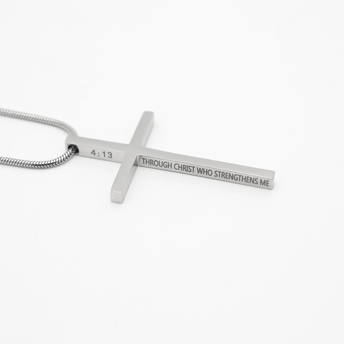 

Ожерелье-крест с гравировкой из титановой стали, мужское, из титановой стали с золотым покрытием, ювелирное изделие для пары, студенческий кулон, модное мужское ожерелье-подвеска