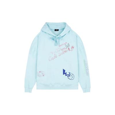 WE11DONE Graffiti V1 Hoodie Mint Unisex Tops Green WD-TH0-21-528-U-MT