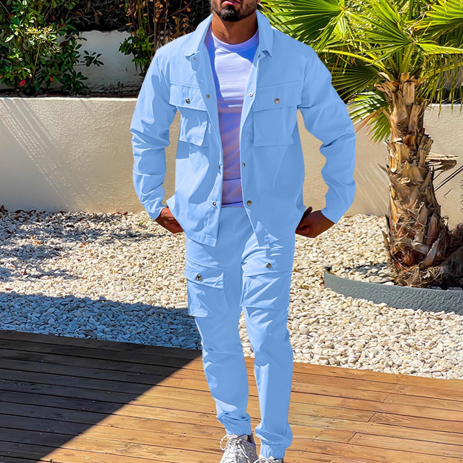 

Men s Solid Color Fashion Casual Bundle Lightweight Men s Casual Jacket Suit XL