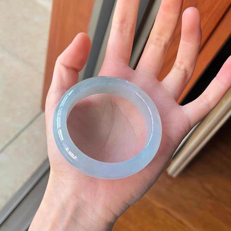 Women s Transparent Ice-type Jadeite Bracelet – Myanmar Old Pit Jade Bangle 61mm