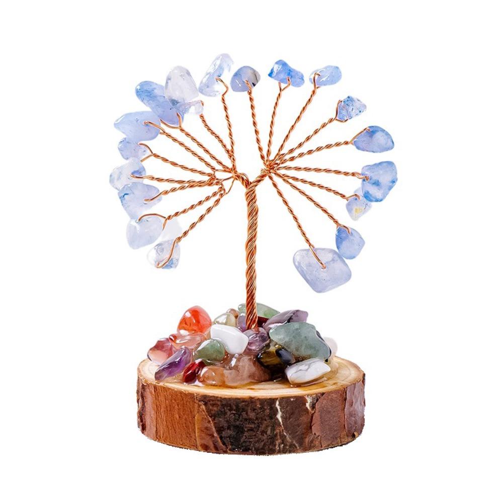 Copper Wire Crystal Wishing Tree Positive Energy Fortune Tree Figurine Mini Crystal Trees  Desk