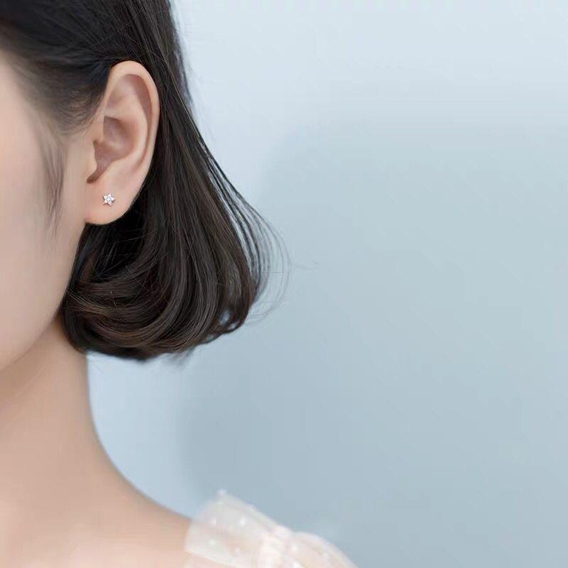 Sparkling Diamond Star Stud Earrings Women's Simple Light Luxury Zircon Earrings Temperament Niche Design Earrings