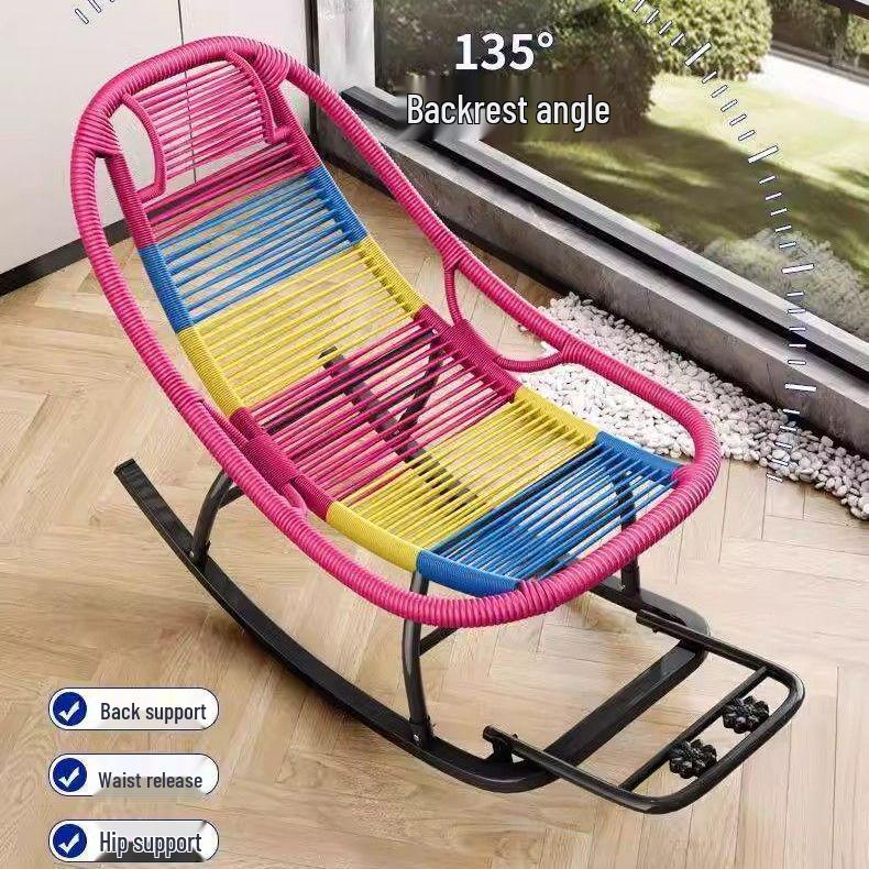 Rattan Recliner Rocking Chair for Elderly - Cozy Balcony Nap Sofa