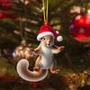 2D Acrylic Christmas Animal Pendants Horse Cat Dog Xmas Tree Drop Ornaments Decorations Christmas Eve Hangings Party Supplies