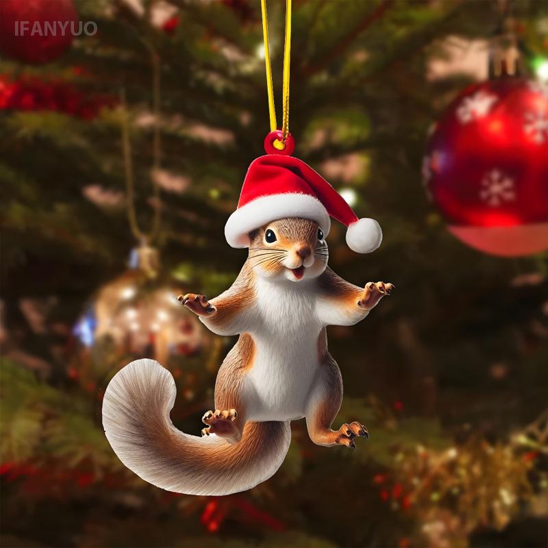 2D Acrylic Christmas Animal Pendants Horse Cat Dog Xmas Tree Drop Ornaments Decorations Christmas Eve Hangings Party Supplies