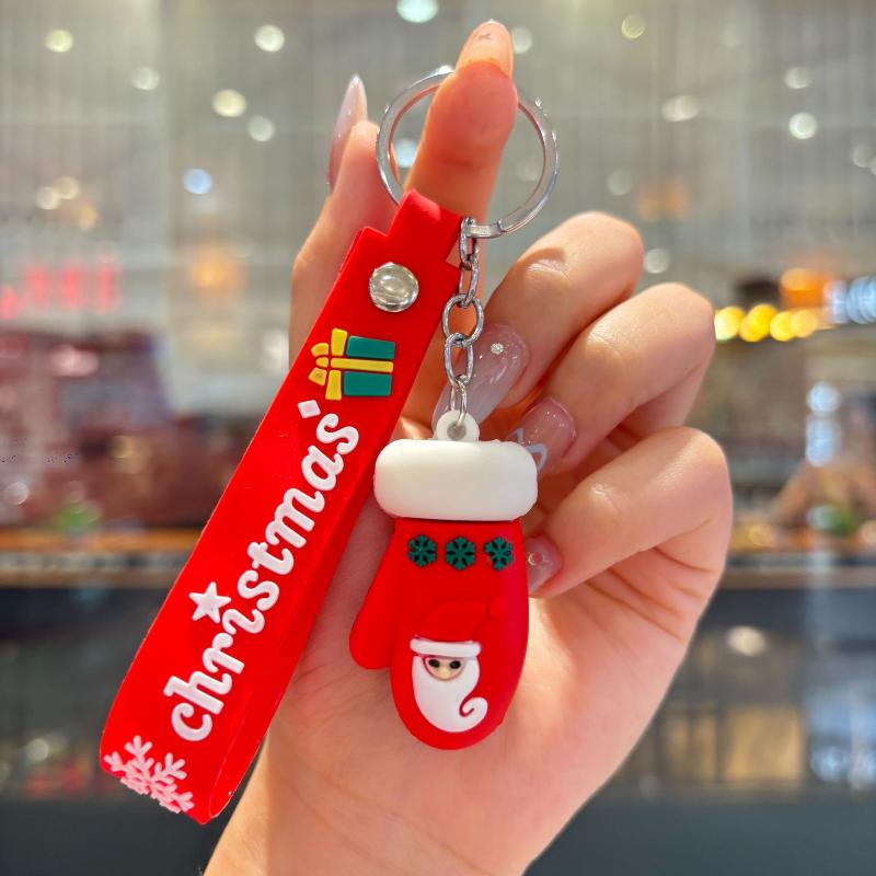 2Pcs Cartoon Cute Santa Claus Tree Keychain Christmas Party Decoration Bag Ornaments Car Key Pendant Exquisite Small Gift