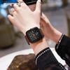 Sanda Square Men's & Women's Quartz Watch with Silicone Strap, Six Hands, Waterproof, Bar Markers, Fashionable Design