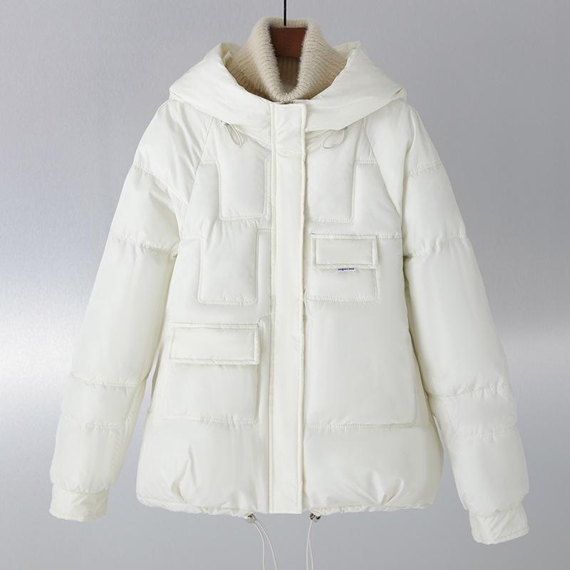 New Hooded Cotton Clothes Women's Loose Multi-pocket Cotton-padded Clothes Winter Bread Clothes Short Coat