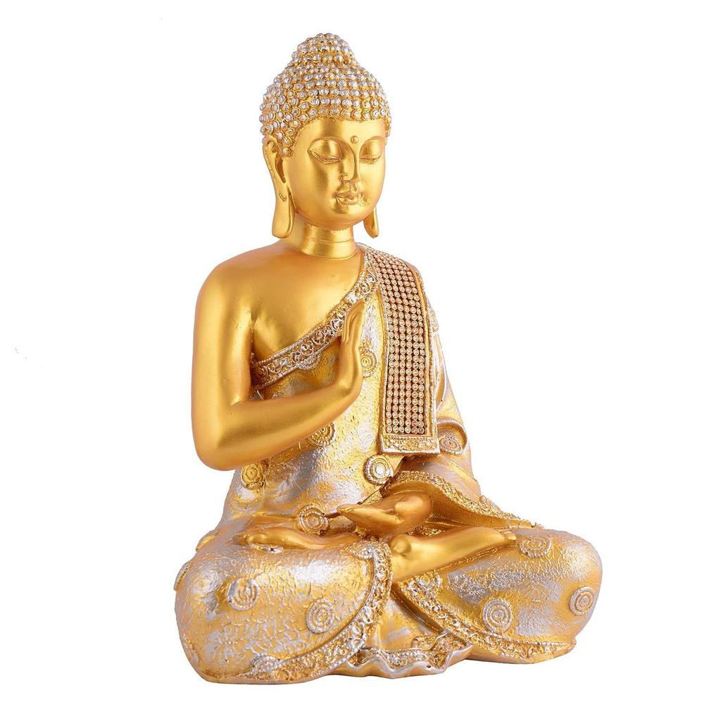 Samadhi Buddha Showpiece for Home & Office Decor Gift Itam(11 Inch Golden)