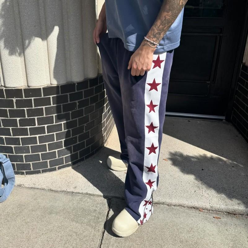 American Star Print Zip Relaxed Pants Hip Hop Streetwear Unisex Casual Trousers