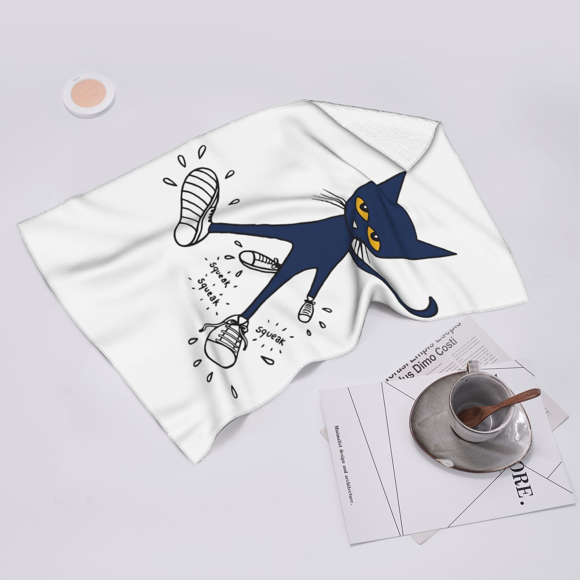 Creative Man White Pete The Cat Soft Face Towel Quick Dry Pool Bath Cotton Towels Absorbent