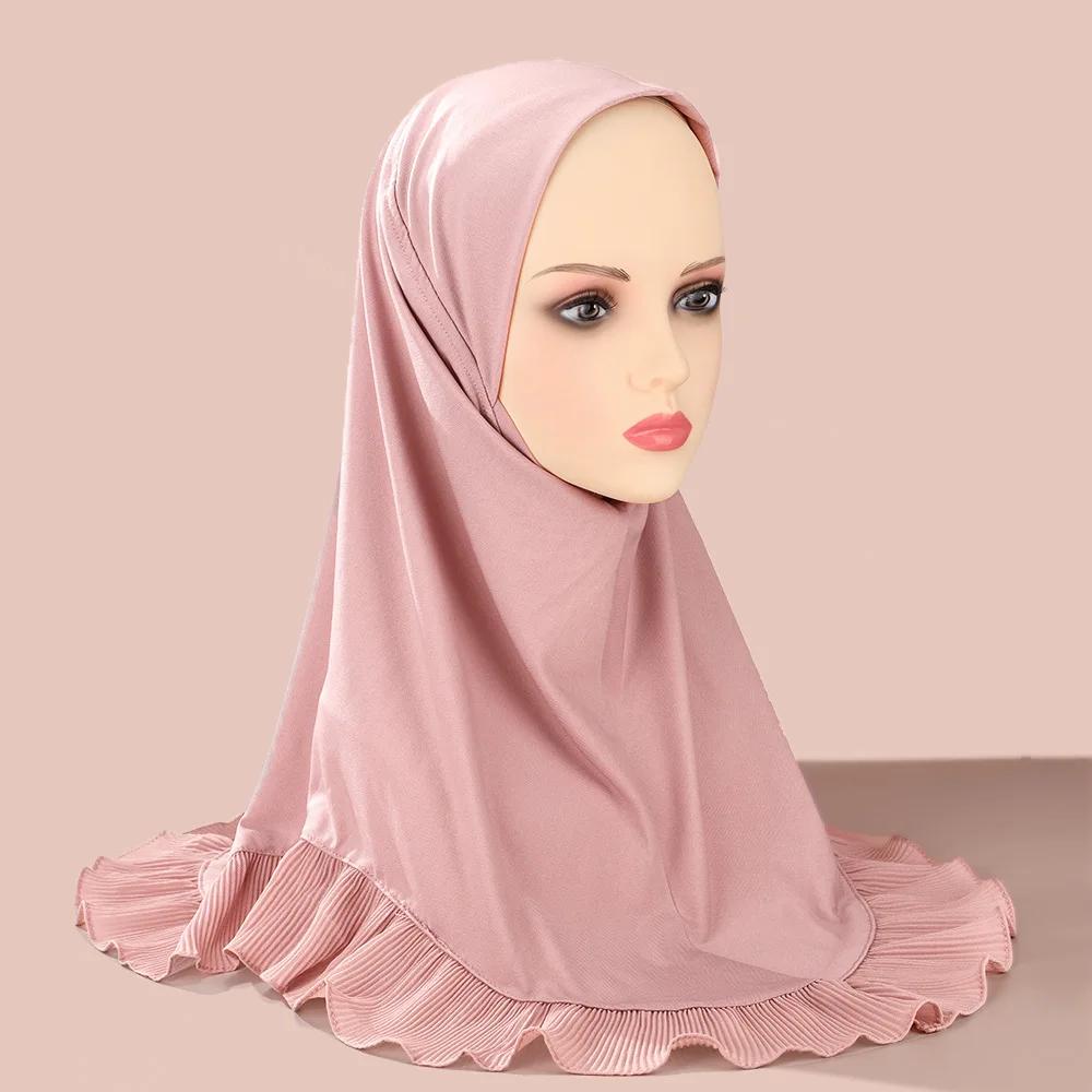Muslim Women One Piece Amira Hijab Middle Eastern Turban Ruffles Headscarf Ethnic Pullover Headscarf Malay Full Cover Hat Mujer