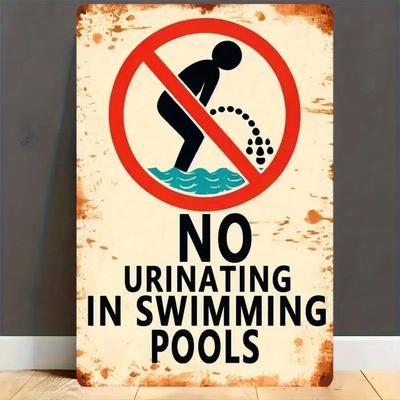 Vintage Metal 'No Urinating In Swimming Pools' Sign -  Waterproof & Dustproof, for Poolside, Beach House, and Outdoor Wall De