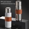 600ml/20oz  Titanium Alloy Vacuum Insulated Water Bottle Portable Gift Well-insulated Water Cup With Leather Cup Cover