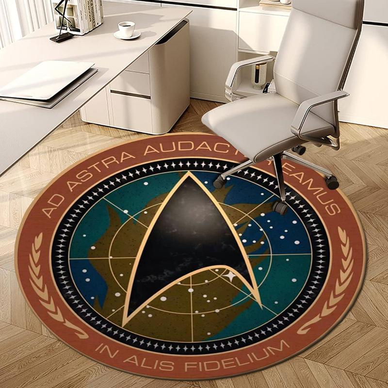 

1pc Starfleet Insignia Round carpet, Made of Polyester,Perfect for Decorating Office Chairs, Living Rooms 120cm