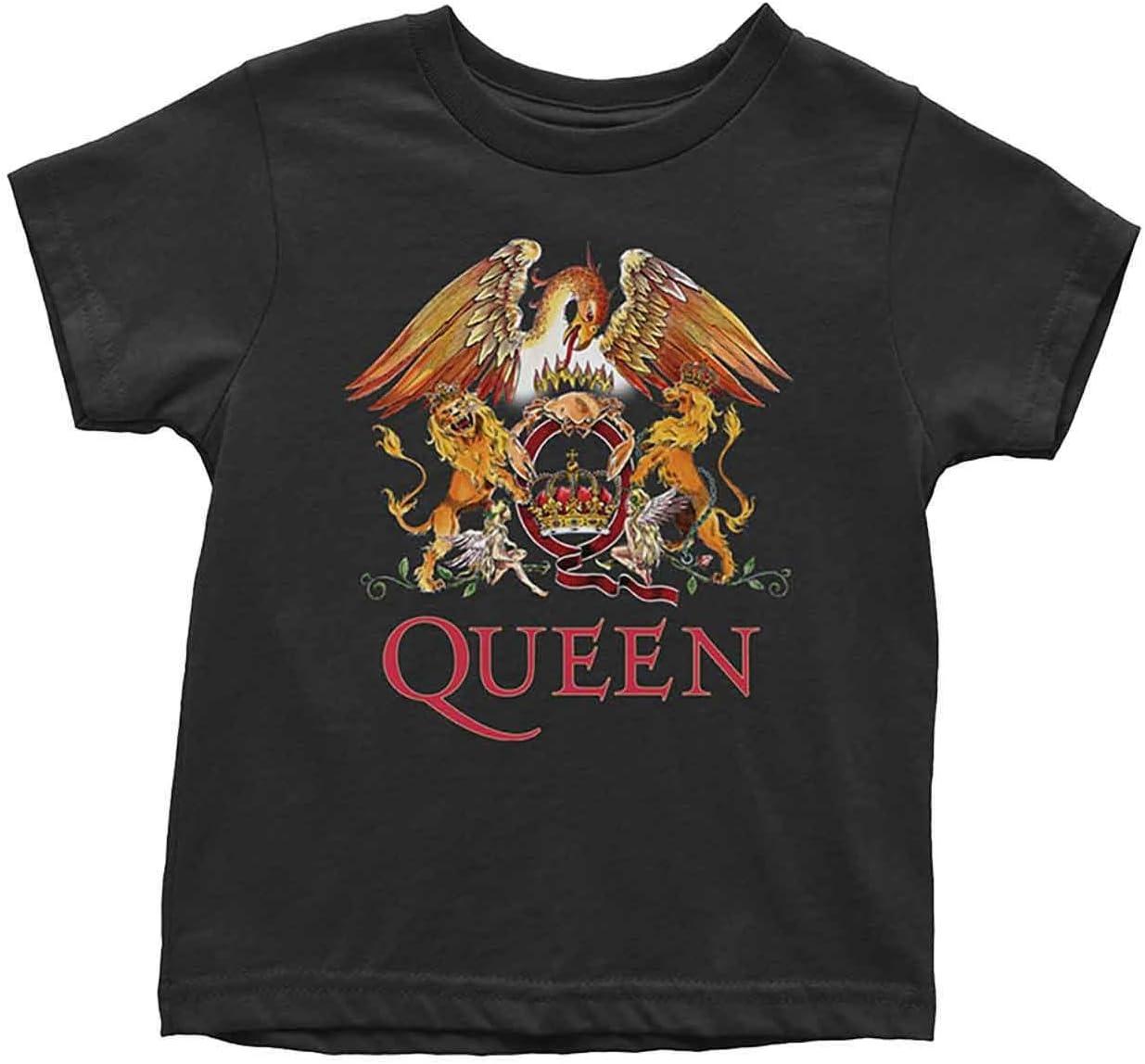 Rock Off Королева Детская Футболка Классический Логотип-Герб Официальная Черная от 12 Месяцев до 5 Лет Размер 24 Месяца S