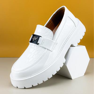 Men's Round Toe Thick Soled Light Luxury Leather Shoes Loafers Non Slip Comfort Fashio Business Office Formal Dress Shoes Comfortable Soft Sole Non Sl