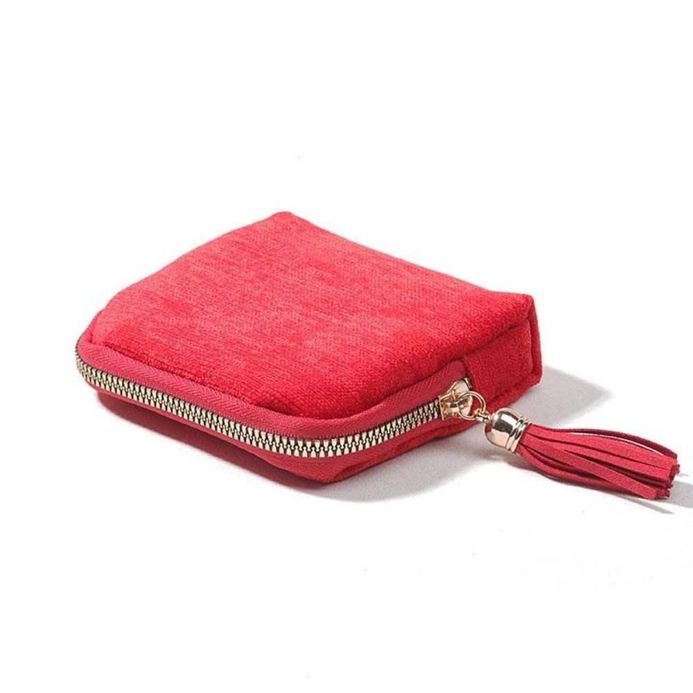 Tassel Zipper Travel Jewelry Case Flannel Jewelry Storage Pouch  for Rings, Bracelets, & Bangles