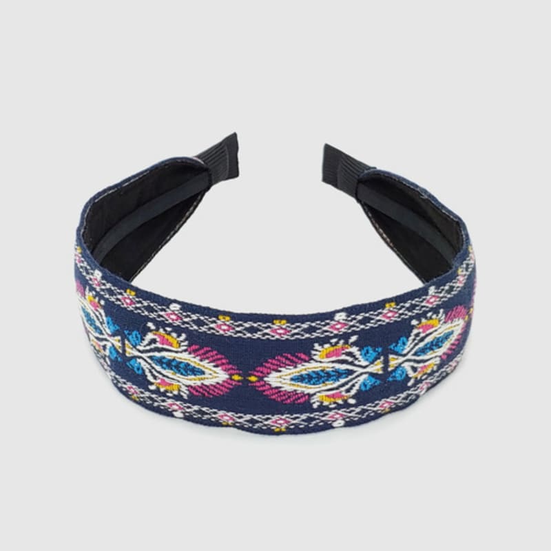 LALA Imported Lace Ethnic Hairband P-NAVY#