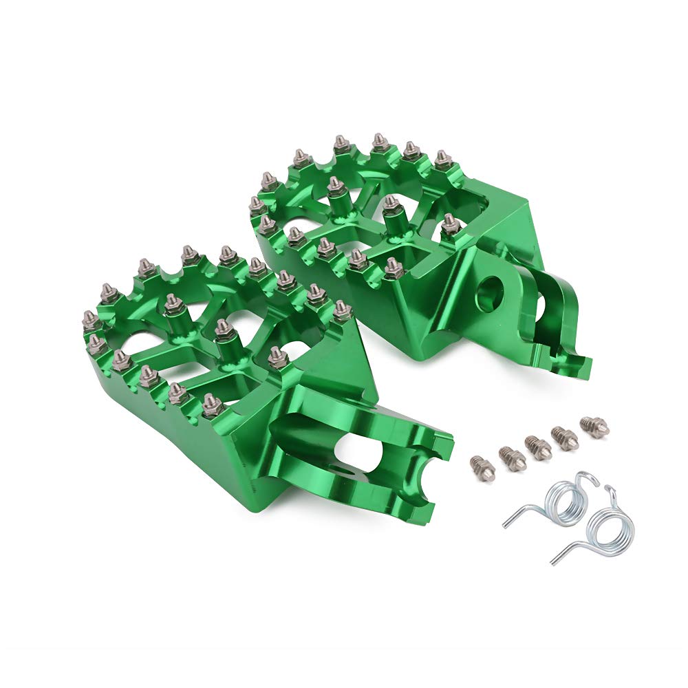 JFG Motorcycle Foot Pegs and Steps Set Pin and Foot Compatible with and More Green (Coater Pins, Axles, Pedals) - Non-Slip Aluminum, KX250F, KX250,